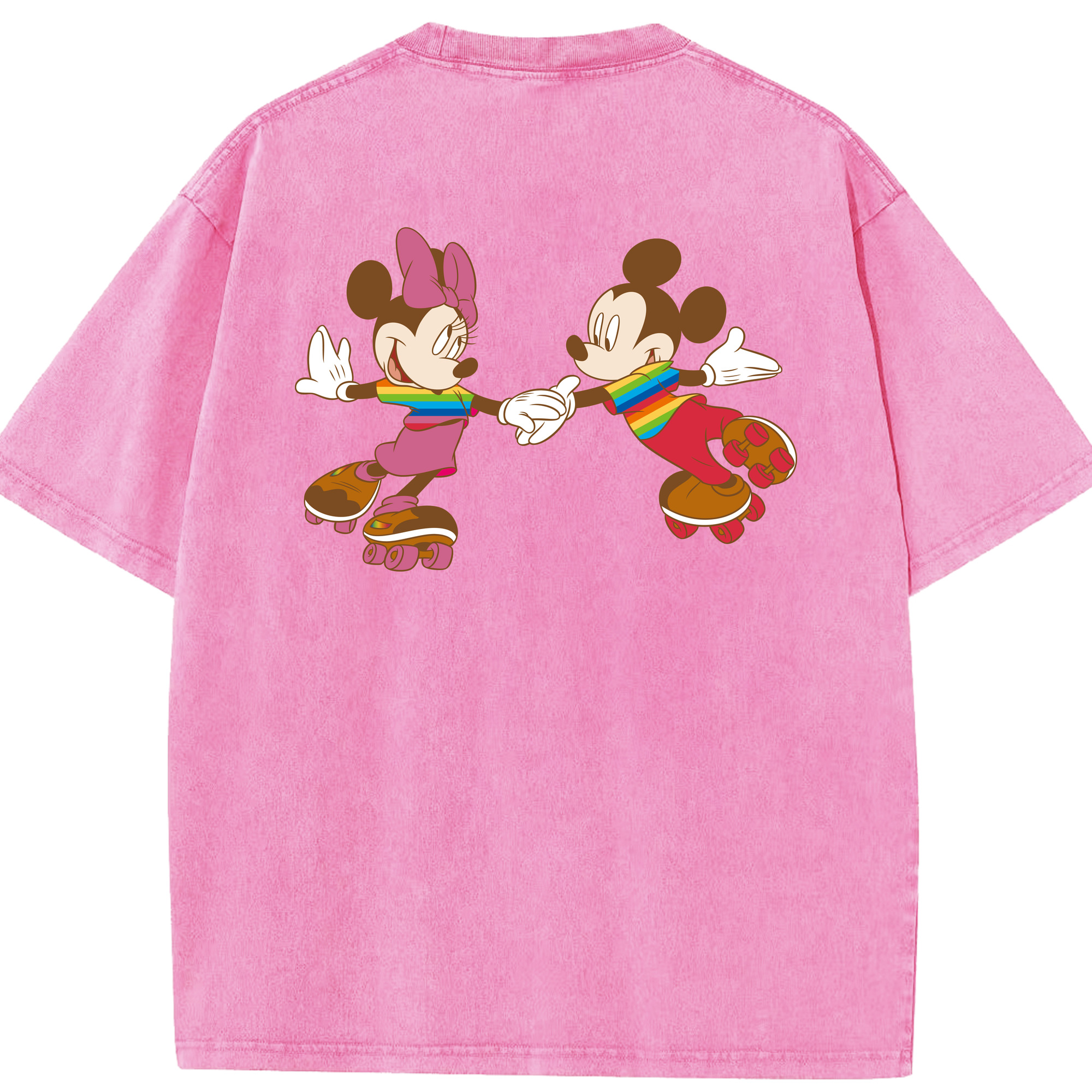 （画像用） ミッキーマウス Mickey Mouse 綿100% ヴィンテージ風 半袖Tシャツ（背面プリント）